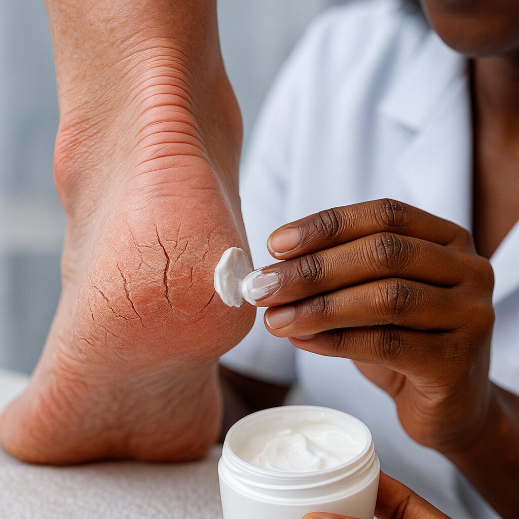  Traitement des crevasses et fissures au talon en soins podologiques, au Québec